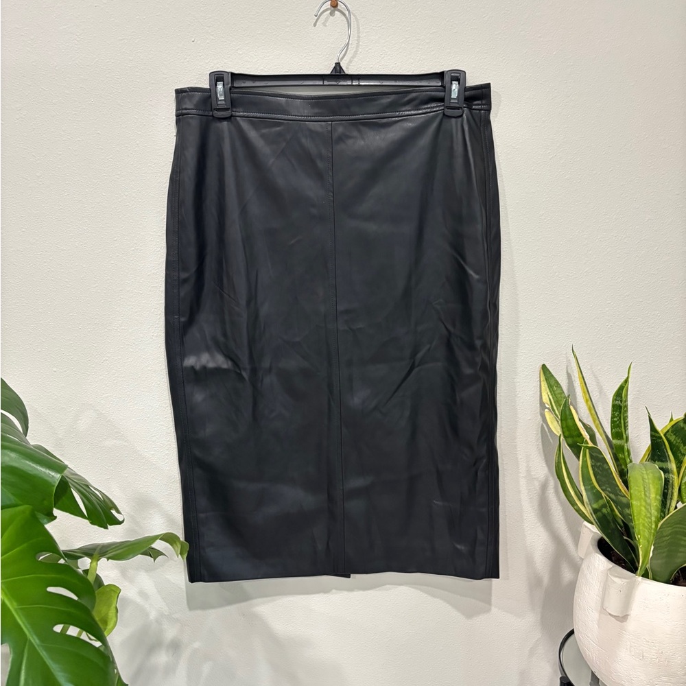J. Crew | Faux Leather Black Pencil Skirt | Size 14